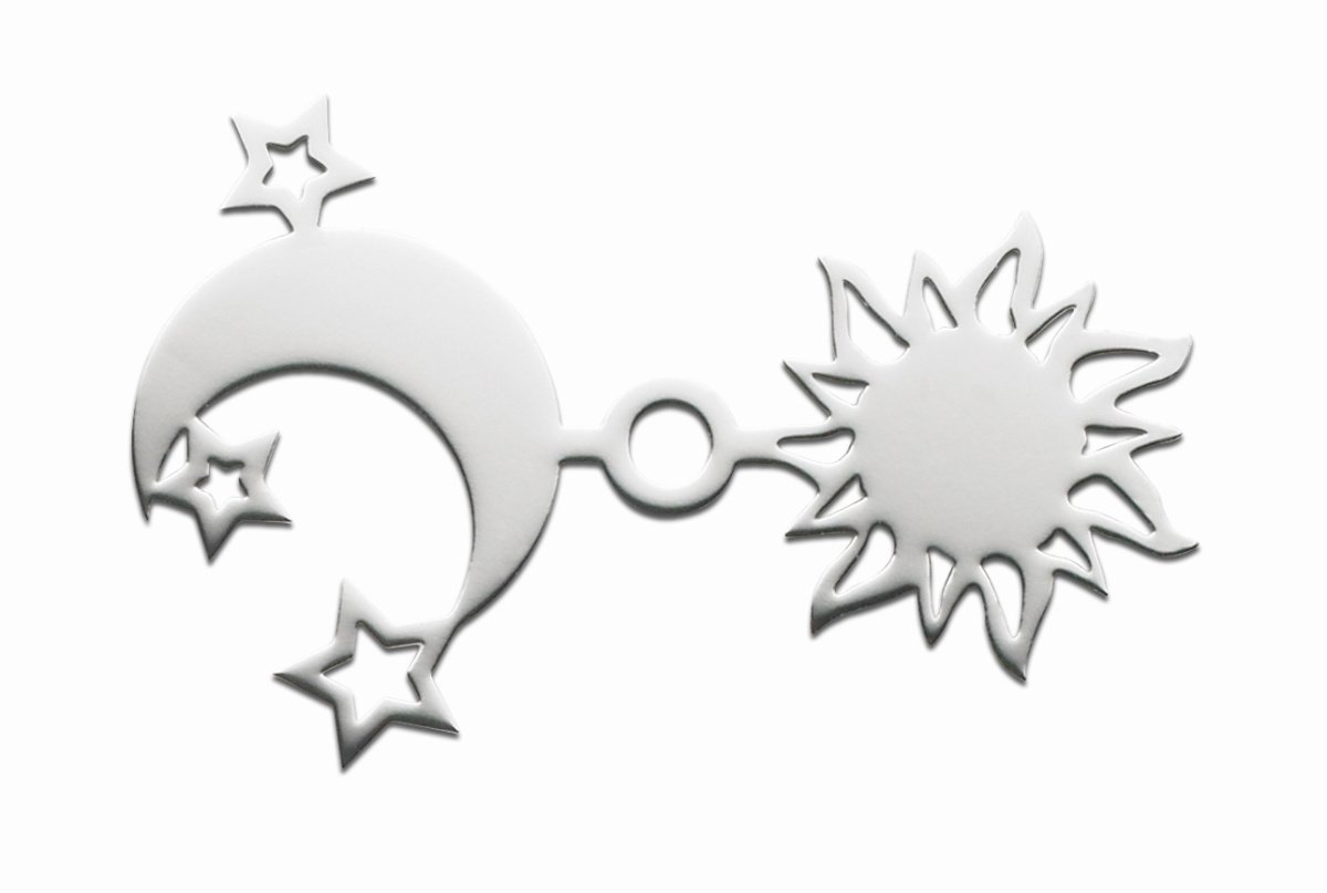 Aiguille ajourée lune, étoiles et soleil